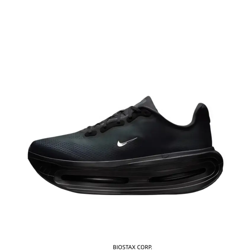 Black Woven Fabric Running Sneakers Mini White Swoosh Double Layer Air Cushion Thick Sole Shock Absorbing Athletic Training Shoes For Men Women