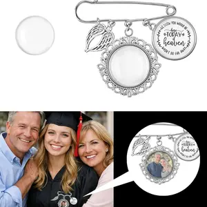 DIY Graduation Tassel Photo Pendant, Empty Frame Accessories with Angel Wings, Personalized Picture Pin, Memorial Gift for Wedding Season