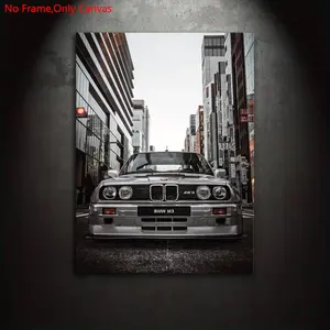 1 piece/set frameless canvas painting print poster, classic realistic art, performance car E30 M3, perfect gift for vintage car culture enthusiasts, ideal gift for bedroom, living room, kitchen, dormitory corridor, mural, wall decoration, room decoration