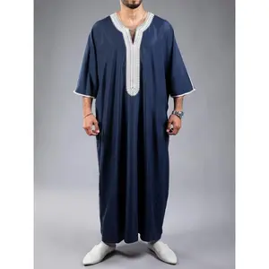 [EidAl-AdhaMen'sThobeKaftan]EidAl-AdhaMen'sThobeKaftanCostume,KandouraForMen,MoroccanThobes,KaftanClothes,MuslimIslamicNavy