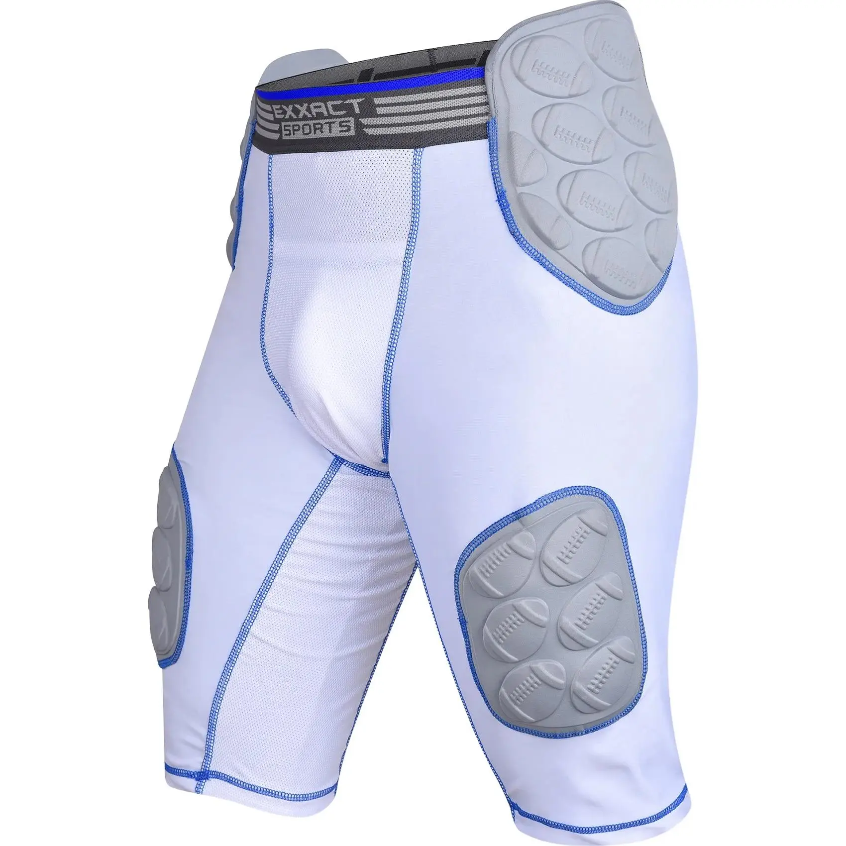 Exxact Sports Youth Football Girdle, Fitted 5-Pad Compression with Cup Pocket, Breathable Moisture-Wicking Spandex and Mesh Fabric