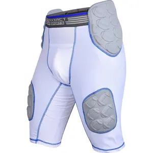 Exxact Sports Touchdown 5-Pad Youth Football Girdle with Cup Pocket (White)
