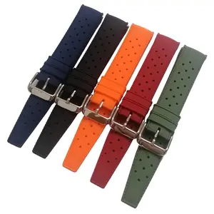 High-quality silicone breathable sports watch strap compatible with Seiko and Oris dive series rubber