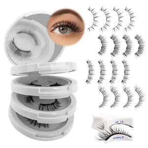 Magnetic Eyelashes with Applicator Reusable Magnetic Lashes Natural Look 4 Pairs with Clamp No Glue Needed False Eyelashes Kit Easy to Wear (KS01+B1+MC+K8)