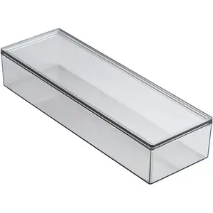 Transparent Flatware Tray Kitchen Drawer Organizer With Lid - Plastic Kitchen Cutlery Tray and Utensil Silverware Storage Container with Cover - Dinnerware Holder for Camper Picnic