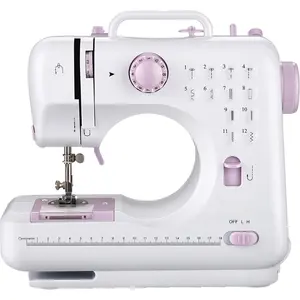 Sewing Machine with Foot Pedal for Beginners,mini Sewing Machine, Forwards and reverse sewing, Manual in 5 Languages, 12 Stitches  FHSM-505