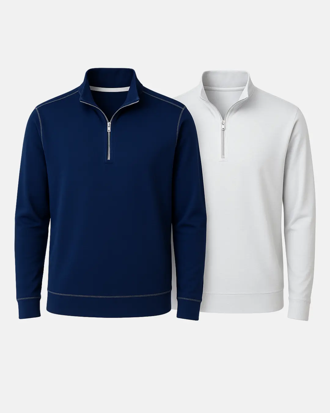 Men's Supima Cotton Half-Zip Pullover 2-Pack, Wrinkle-Free Travel Top with 4-Way Stretch and a Refined Look - Navy/White, Polished Warmth, Four-Way Stretch