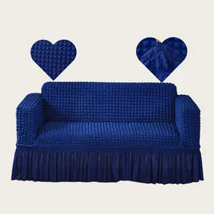 Elegant Single Color Organza Sofa Cover, Stretchable Dustproof Protector, Dog & Cat Scratch Resistant, All-Season Home Decor Solution, Elastic Sofa Slipcover