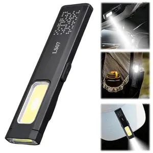 JOYTUTUS Ultra-light LED Keychain Flashlight Mini Torch Light Pocket Lantern Type-C Rechargeable with Clip Magnetic 5 Modes Red Blue Lights EDC Rechargeable Magnetic Pocket Flashlight