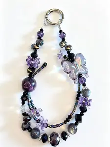 Luxury Pearl Bow Mobile Phone Chain High-End Crystal Lanyard Short Three-Dimensional Beaded Accessory for Elegant Ladies
