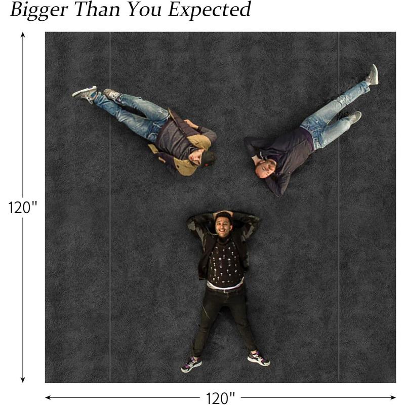 Blanket 120x120 Inches, Giant Huge Companion for Bed, Sofa,Travel and Camping,  Big Soft Blanket Fits The Whole Family and Outdoors, Dark Grey 10'x10'