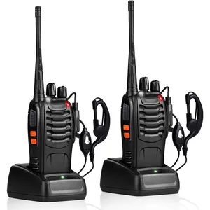 Walkie Talkies Rechargeable Long Range Two-Way Radios with Earpieces,2-Way Radios UHF Handheld Transceiver Walky Talky with Flashlight Li-  and Charger(2 Pack)