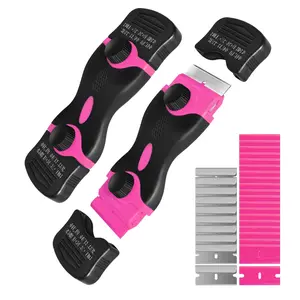 Razor Blade Scraper Tool, includes 10 extra plastic blades and 10 metal blades; 2-in-1 scraper tool for cleaning razors—ideal for decals, stickers, labels, caulk, adhesive, paint, and cooktops.