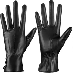 Women's Winter Leather Touchscreen Gloves - Wool-Cashmere Lined, Warm, Suitable for Texting, Driving, Touchscreen Glove
