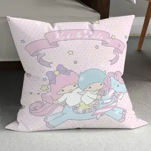 BZ 1pc Sanrio Kiki & Lala Cute Pony Pillow Comfortable sofa cushion, suitable for home and office decoration, perfect gift idea, single-sided print, no pillow insert