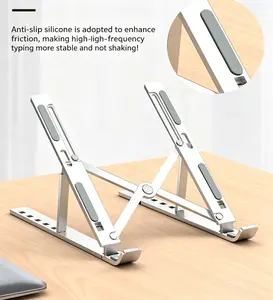 All-Aluminum Foldable Laptop Stand with Battery, Multi-Height Adjustable Cooling Notebook Riser, Stable Portable Desk Support for Laptops & Tablets Under 16.1 Inches