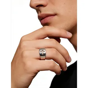 High Polish 925 Sterling Silver Cut-Out Christian Cross Band Ring