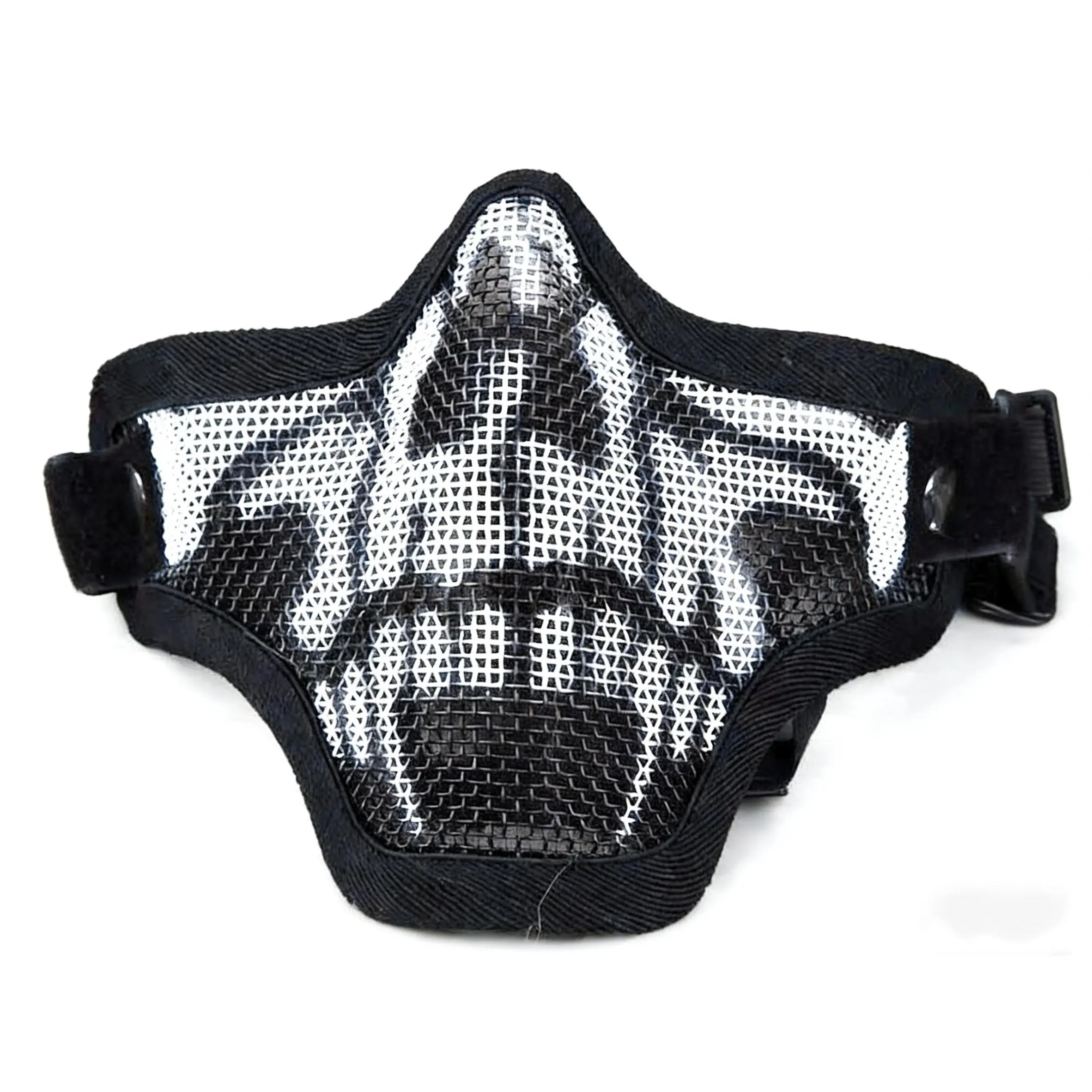 Adults' Unisex Black Skull Bravo Tactical Steel Half-Face Mask, Ideal for Summer Outdoor Sports Activities