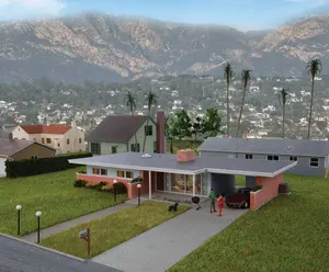 Walthers Cornerstone 933-4156 Mid-Century Modern Home -- Kit - 9-7/16 x 5-5/32 x 1-15/16" 23.9 x 13 x 4.9cm, HO