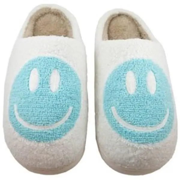 Slippers - Aqua Blue Smiley