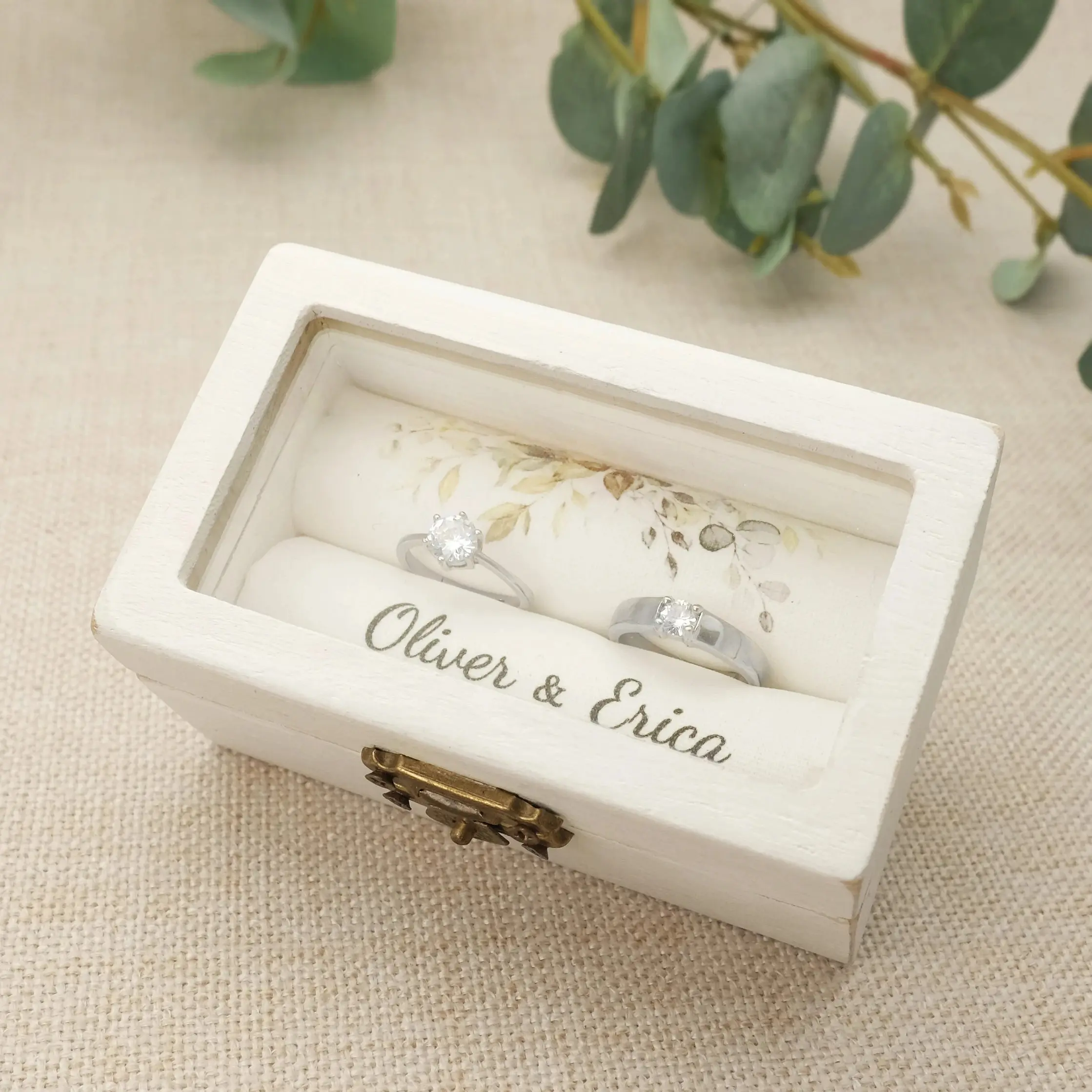 Personalized Wedding Ring Box - Engagement & Ceremony Ring Holder
