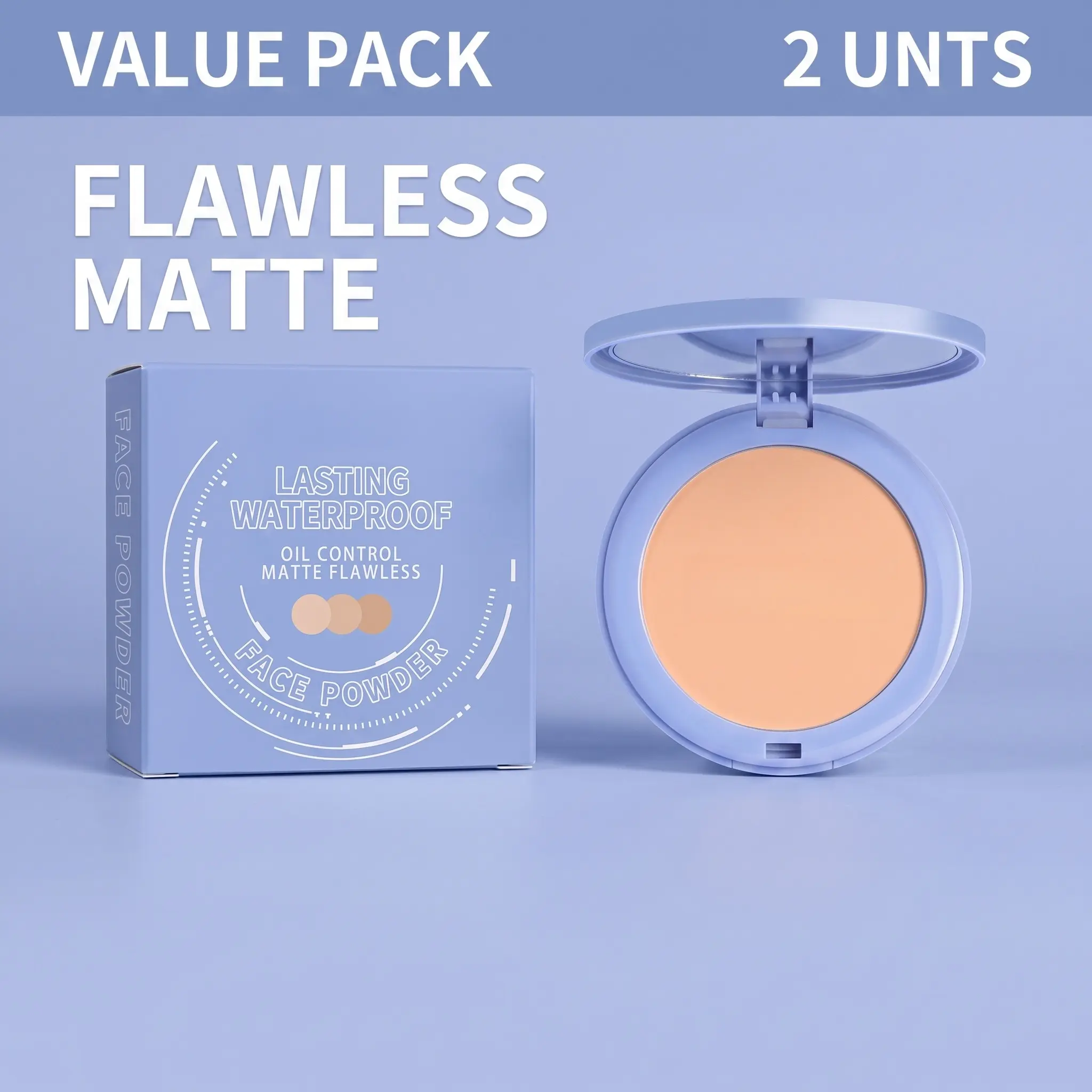 【2PCS】Oil Control Pressed Powder Matte Finish for Oily Skin, 24H Long Lasting Shine Blotting Waterproof Setting Powder, Pores Minimizing Translucent Foundation Lightweight Makeup Smooth Concealer Flawless Cosmetic Glow Tint Moisturizer