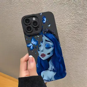 Blue Girl Pattern Phone Case, Decorative Phone Protector Cover, Phone Accessories Compatible with iPhone 11 12 13 14 15 16 Pro Max Plus