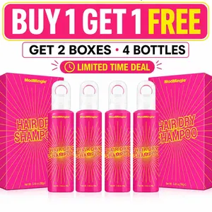ModMingle Instant Dry Shampoo Spray, BOGO Deal, 2 Boxes 4 Bottles Total, Invisible Oil Absorbing Hair Refresher, Volumizing Texture Spray for Oily Hair, Travel Gym Work Essentials, 3.46 oz / 98 g Each