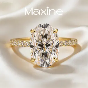 Maxine Synthetic Moissanite 4.0Ct Oval Cut Engagement Ring ,Women's Ring Jewelry, Wedding Ring for Daily,Travel,Proposal,Wedding,Birthday,Anniversary