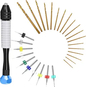 Hand Drill Bits Set - Pin Vise Hand Drill Manual, Small Micro Drill Bit Set | Jewelry Drill Kit, PCB Mini Drill Bits for Resin Beads Polymer Clay | DYI Jewelry Making Drill, Craft Drill Bit