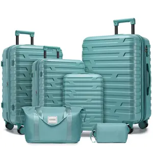 Fahuac 6-Piece Luggage Sets with Duffel Bag, Expandable Hardside Spinner Suitcases, TSA Lock, Misty Blue Travel Luggage
