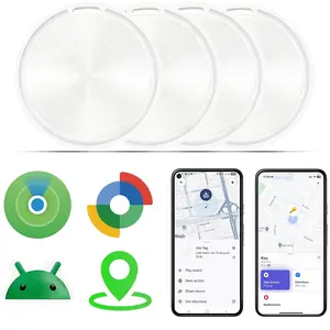 Air Tag Tracker, Mini BT Smart Tracking Tag Compatible with Apple (iOS) & Google (Android) Find My, Loud 80dB Alarm, Replaceable Battery, GPS Tracker for Keys, Passport, Luggage,Backpack(1/2/4-Pack)- Black/White