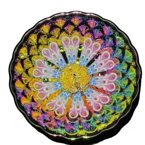 Handcrafted Master Tea Cup - Lotus, Peacock, Phoenix Motifs, Multicolor Glaze, Feather Accents, Aesthetic Drinkware for Tea Tasting
