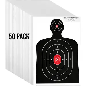 Silhouette Paper Targets 14 x 22 Inches, Aiming Practice Sheets for Indoor and Outdoor Range Shooting with Pistols & Rifles