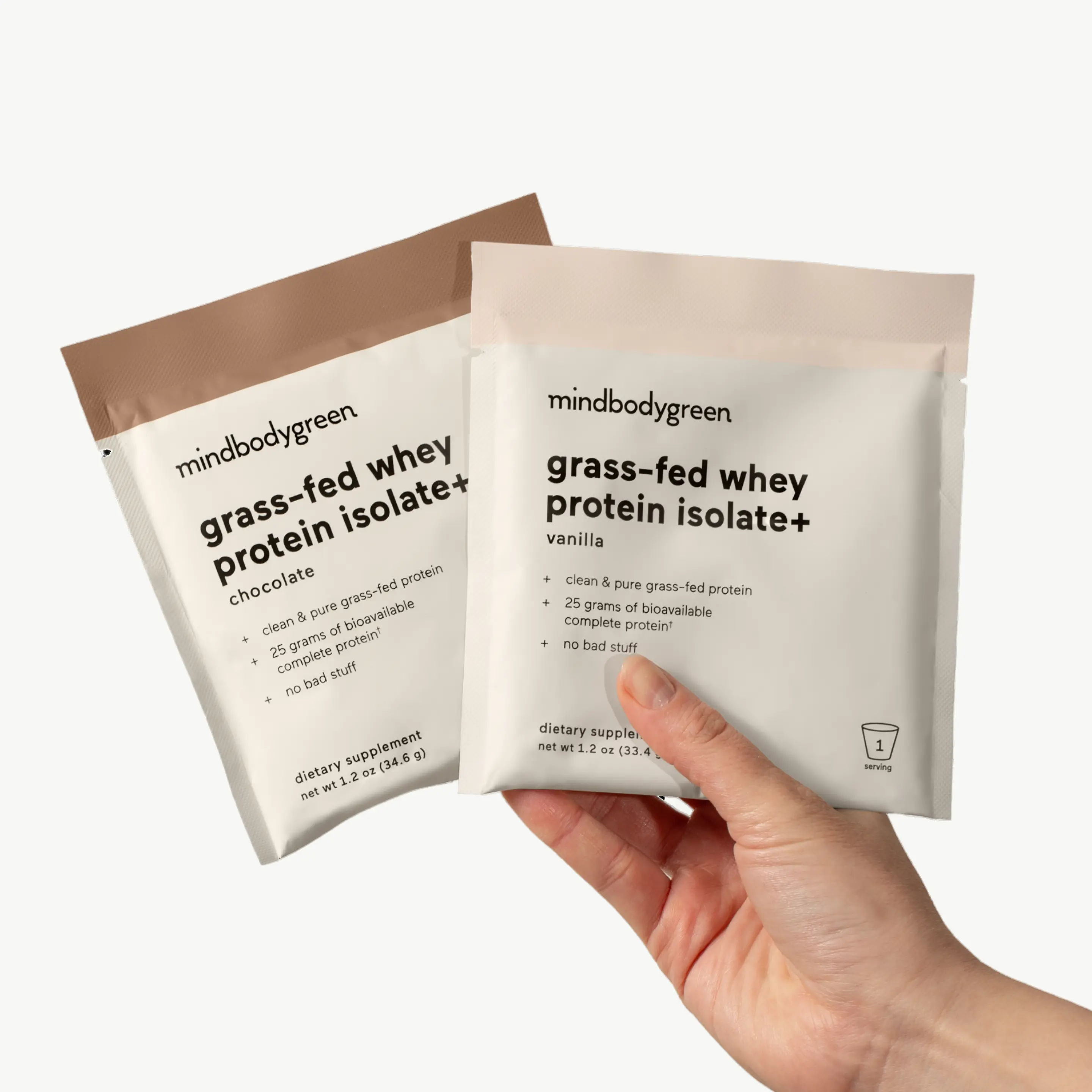 mindbodygreen grass-fed whey protein isolate+ 10 Travel Packs, 25g grass-fed protein isolate per serving