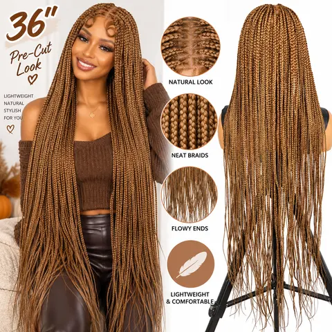 SuperNova #P30/27 Full Lace Braided Wig - 36” Box Braid for Black Women | Lightweight, Natural Look | Perfect for Daily Wear, Parties & Vacations  #SohoChic #TikTokShopStockUp #DealsForYouDays Glueless Wigs Synthetic Lace Wigs