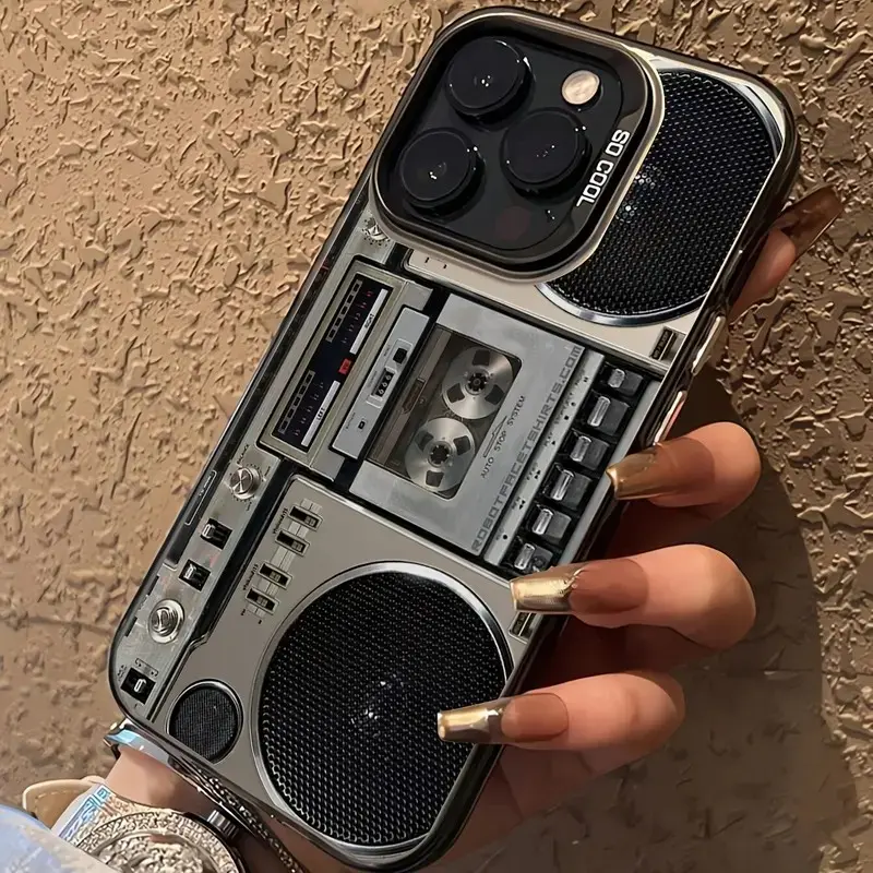 Compatible with iPhone17ProMax 14/13/16/15 /12 The retro cassette player features a fashionable and vibrant casing phone case -M6-5266