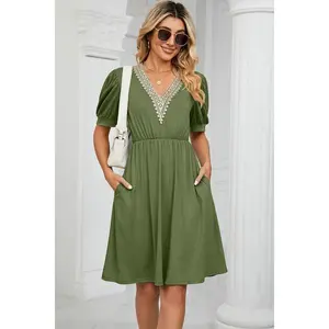 Calipso V-Neck Puff Sleeve Dress | 8 Colors
