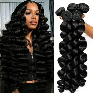 Odbe Hair 12A Natural Black Loose Wave Human Hair Bundles 100% Virgin Raw Brazilian Hair Deep Wave Human Hair 1 3 4 Bundles  Extensions For Black woman