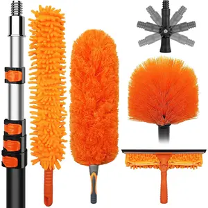 28 Foot High Dusters Kit for Cleaning with 5-20 Foot Heavy Duty Extension Pole, Extendable  Cobweb, , Ceiling Fan Cleaner Duster, Window  Kit