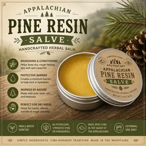 Appalachian Pine Resin Salve, Handcrafted Beeswax Body Care Moisturizer - Smooth, Nourishing Herbal Balm for Dry Skin & Outdoor Care