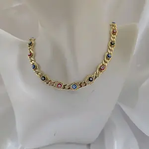 128 cadena estilo ojo de protección en colores gold plated unisex