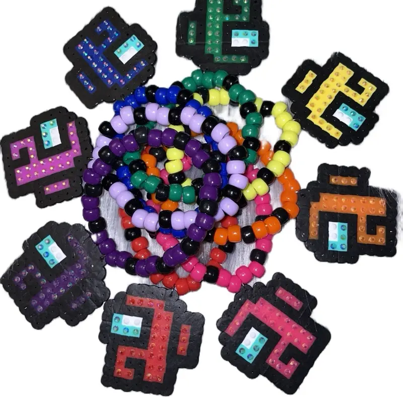 “Among us” bedazzled perler Kandi bracelet