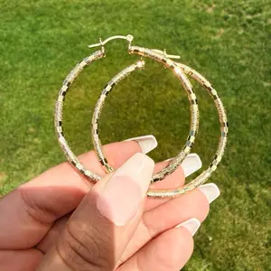 Medium sparkle Gold hoops