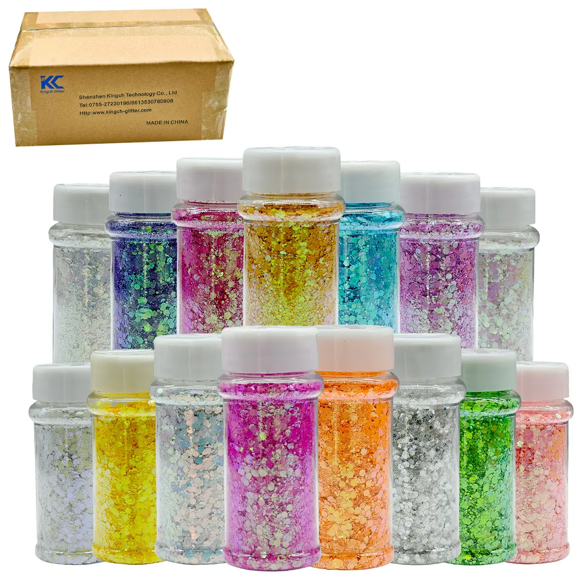 24pcs 2oz shakes Pearl Chunky Glitter For Snow Globe Tumblers Body Glitter for Face Nail Hair Lip Makeup Craft Glitter Powder for Resin Arts Crafts Tumbler Slime Festivals Party Summer Chunky Glitter With different sizes Glitter