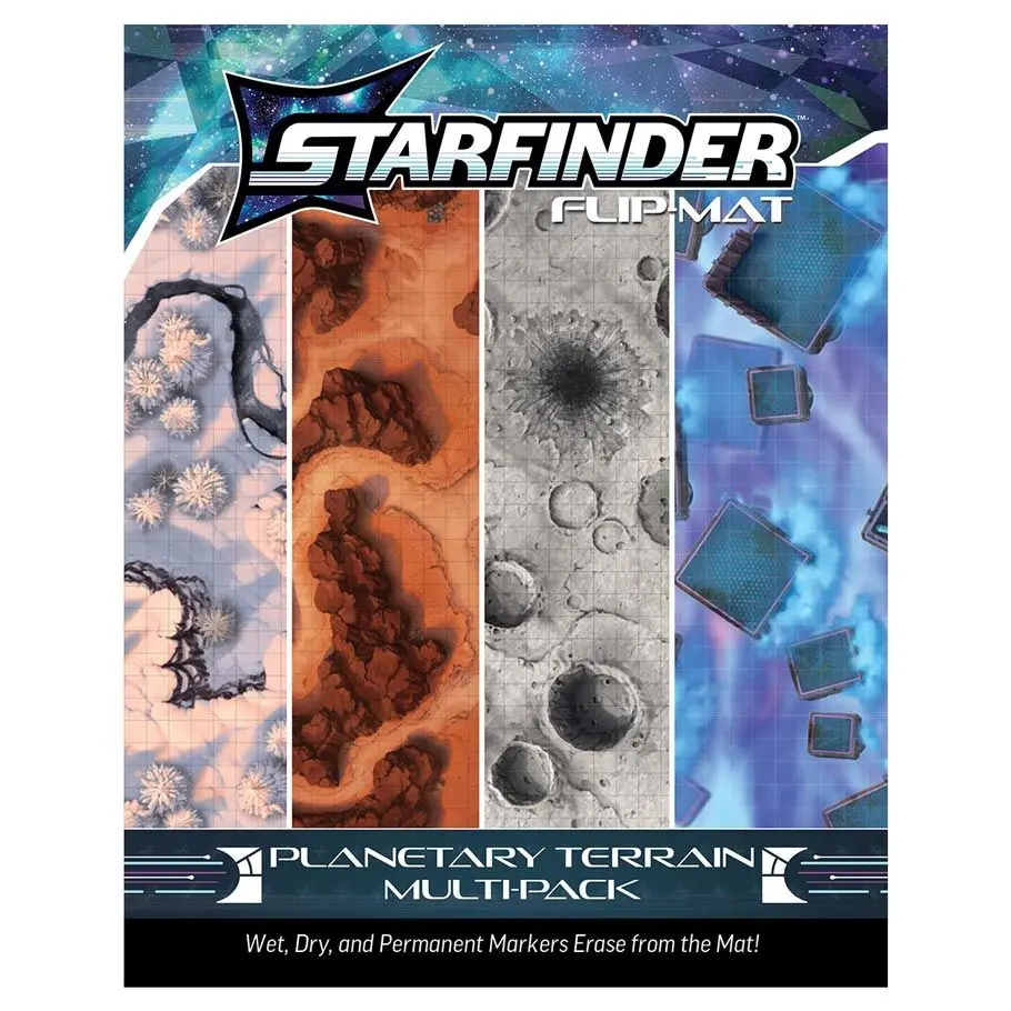 Paizo PZO21002-FM Starfinder 2E - Flip Mat - Planetary Terrain Multi-Pack RPG Accessories