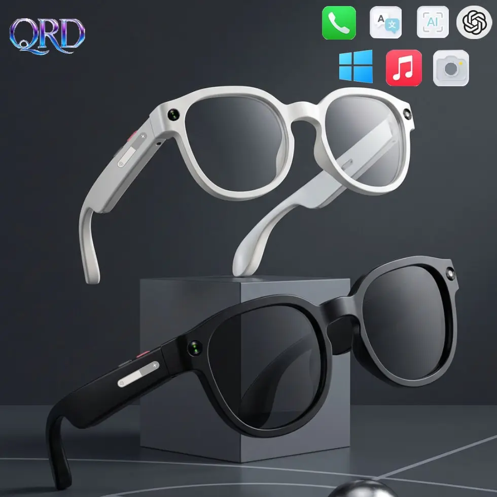 Qrd Aimb-S1 Smart Camera Glasses, Smart Eyewear, Portable 3-Lens Set, Ai Interaction, HD Anti-Shake Recording, Ideal for Business, Travel, Outdoor Use