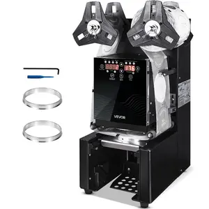 VEVOR Fully Automatic Cup Sealing Machine, 500-650 Cups/H, Cup Sealer Machine for 190 mm Tall 90/95 mm Cup, Electric Tea Sealer with Digital Control LCD Panel for Bubble Milk Tea Coffee, Black