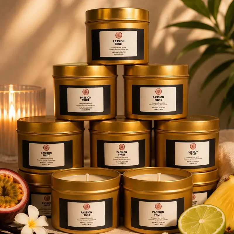 Passion Fruit Luxury Coconut Apricot Wax Candle | Pineapple Lime Vanilla | Wooden Wick | 4oz Natural Scented Candle