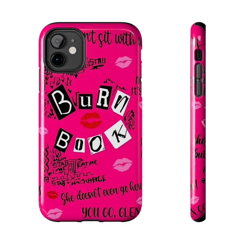Pink Burn Book Tough Compatible with iPhone 17 ProMax / 16 ProMax / 15 ProMax / 14 ProMax / 13 ProMax and Samsung Galaxy S26 Ultra / S25 Ultra / S24 Ultra / S23 Ultra / S22 Ultra